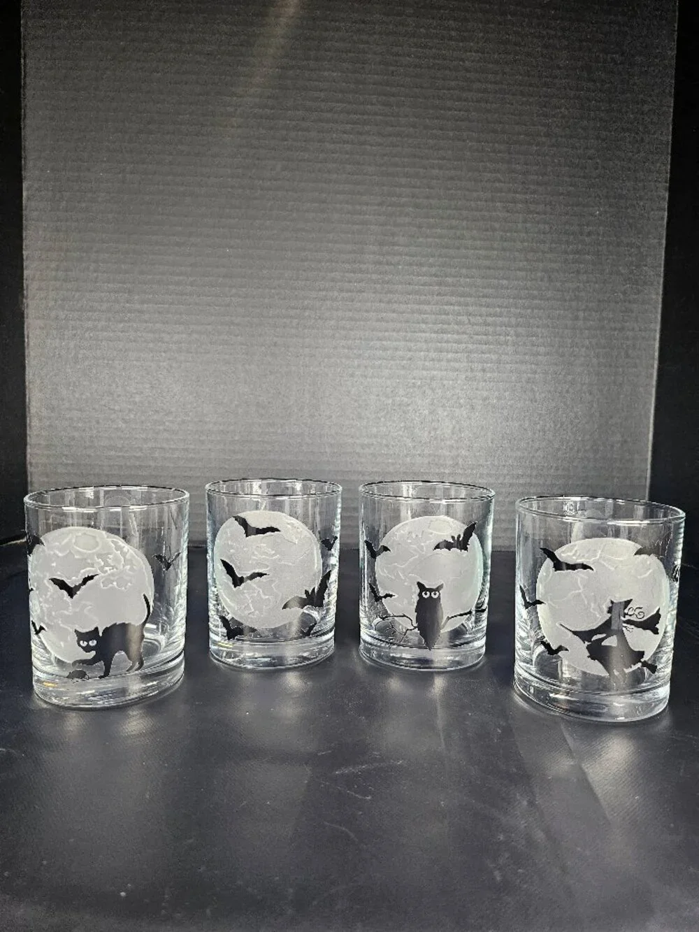 Williams Sonoma Halloween Full Moon Tumblers Set Of 4 Glassware New Old Stock